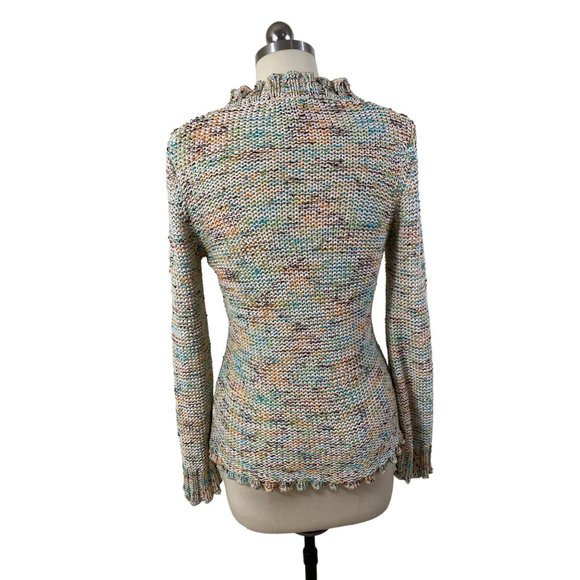 BCBGMaxazria Womens Sweater Cardigan Medium Ivory Sequin Button Down - Picture 7 of 12